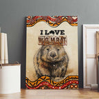 I Love Wombat Canvas Wall Art Australian Aboriginal Art