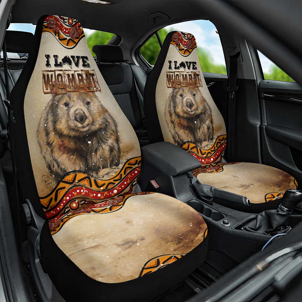 I Love Wombat Car Seat Cover Australian Aboriginal Art