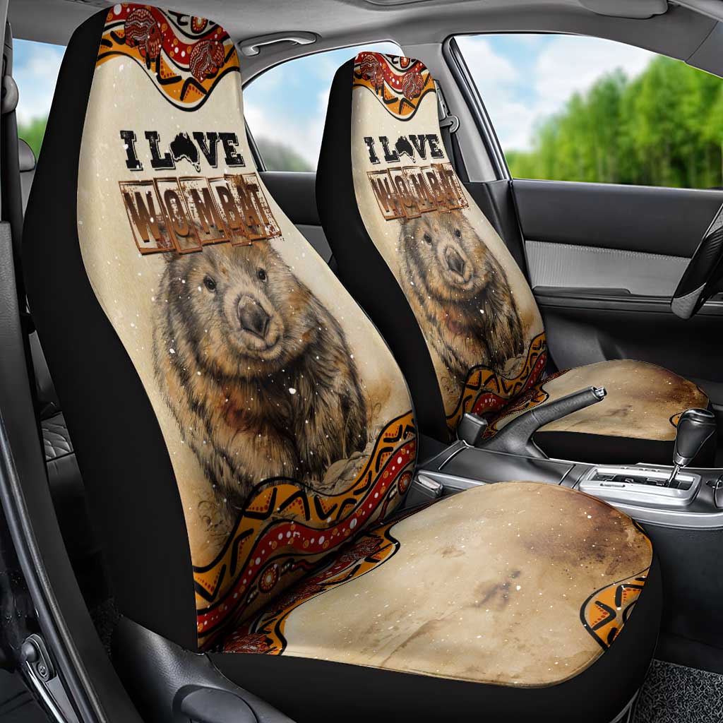 I Love Wombat Car Seat Cover Australian Aboriginal Art