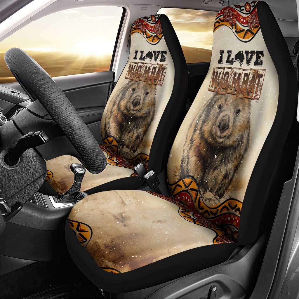 I Love Wombat Car Seat Cover Australian Aboriginal Art