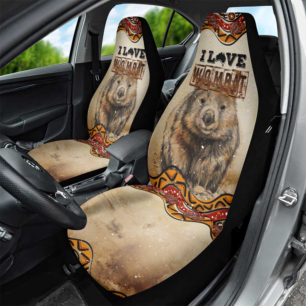 I Love Wombat Car Seat Cover Australian Aboriginal Art