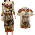 I Love Wombat Couples Matching Long Sleeve Bodycon Dress and Hawaiian Shirt Australian Aboriginal Art