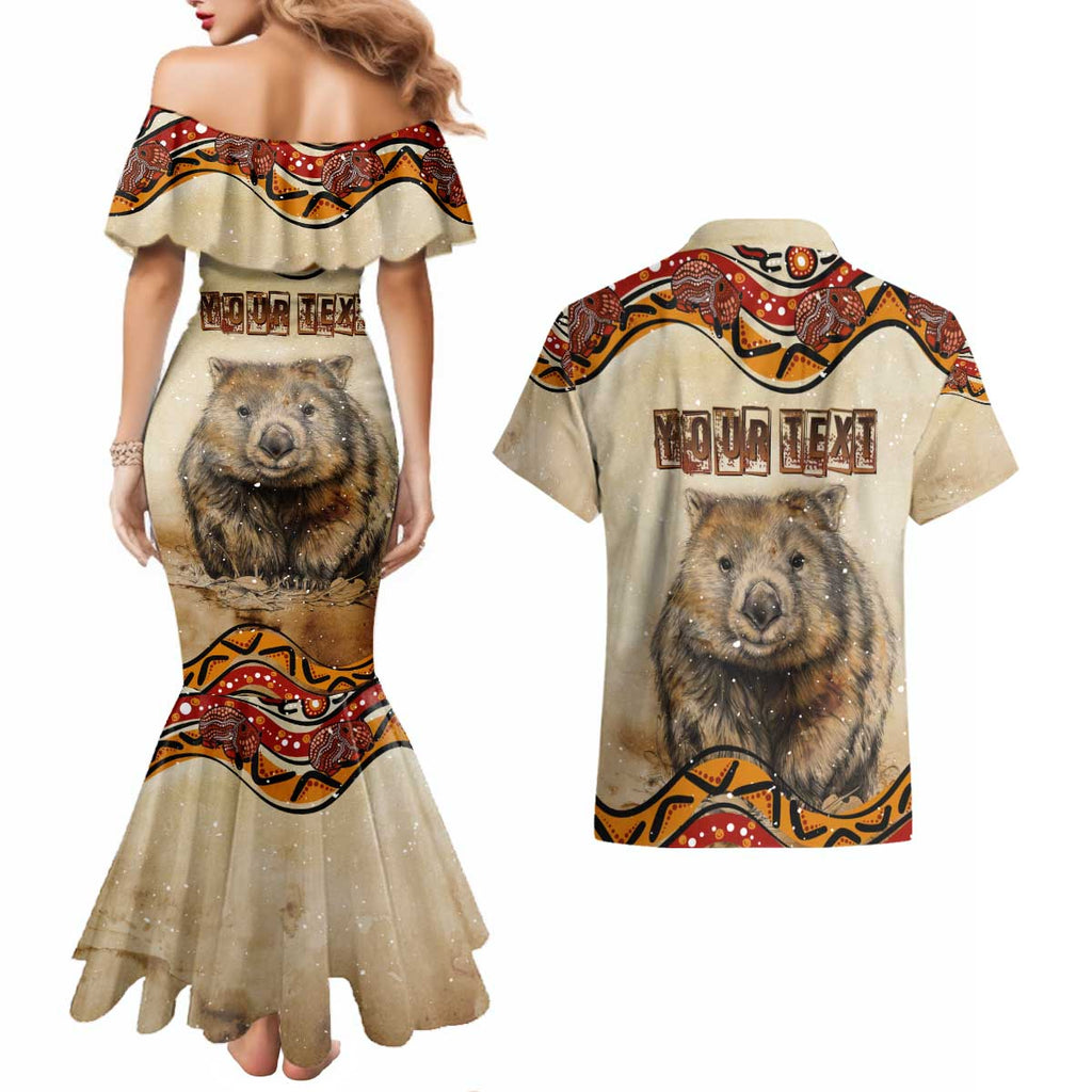 I Love Wombat Couples Matching Mermaid Dress and Hawaiian Shirt Australian Aboriginal Art