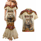 I Love Wombat Couples Matching Mermaid Dress and Hawaiian Shirt Australian Aboriginal Art