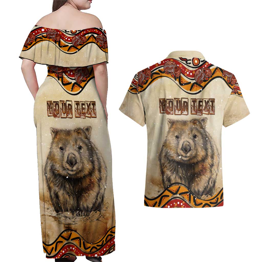 I Love Wombat Couples Matching Off Shoulder Maxi Dress and Hawaiian Shirt Australian Aboriginal Art