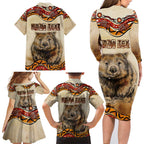 I Love Wombat Family Matching Long Sleeve Bodycon Dress and Hawaiian Shirt Australian Aboriginal Art