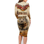 I Love Wombat Family Matching Long Sleeve Bodycon Dress and Hawaiian Shirt Australian Aboriginal Art
