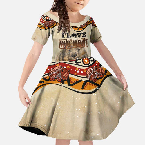 I Love Wombat Family Matching Mermaid Dress and Hawaiian Shirt Australian Aboriginal Art