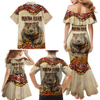 I Love Wombat Family Matching Mermaid Dress and Hawaiian Shirt Australian Aboriginal Art