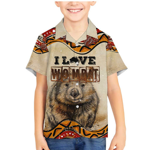 I Love Wombat Family Matching Mermaid Dress and Hawaiian Shirt Australian Aboriginal Art
