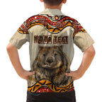 I Love Wombat Family Matching Off The Shoulder Long Sleeve Dress and Hawaiian Shirt Australian Aboriginal Art