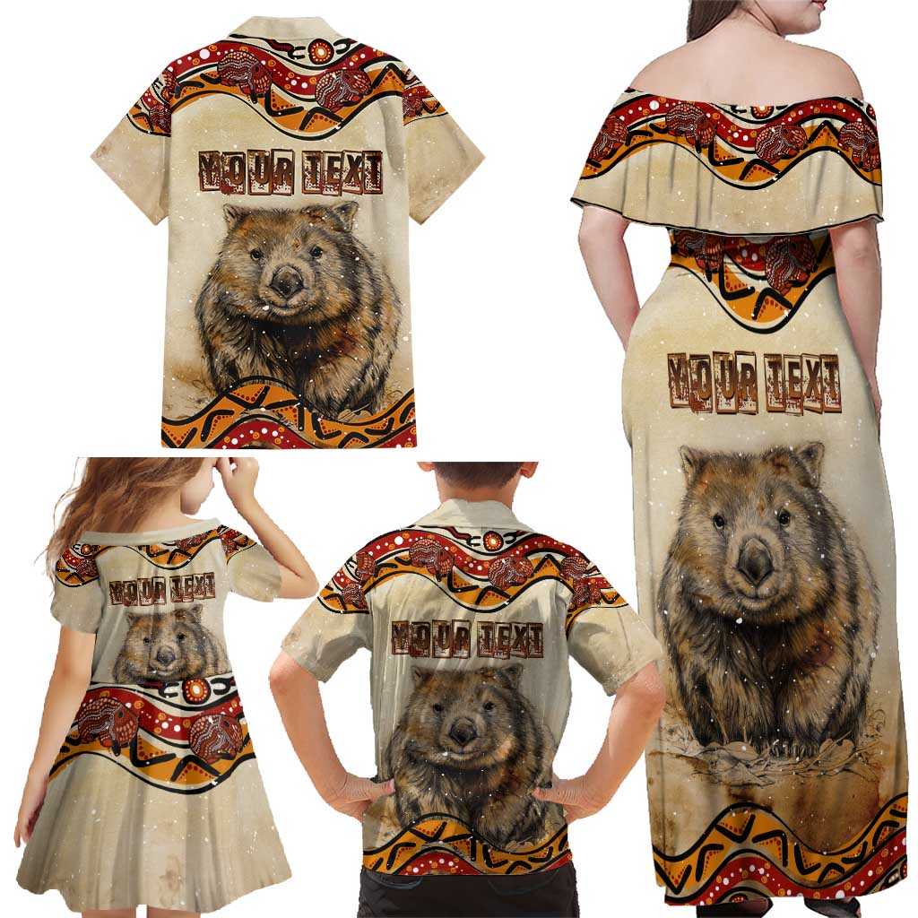 I Love Wombat Family Matching Off Shoulder Maxi Dress and Hawaiian Shirt Australian Aboriginal Art