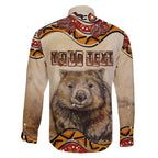 I Love Wombat Family Matching Off Shoulder Maxi Dress and Hawaiian Shirt Australian Aboriginal Art