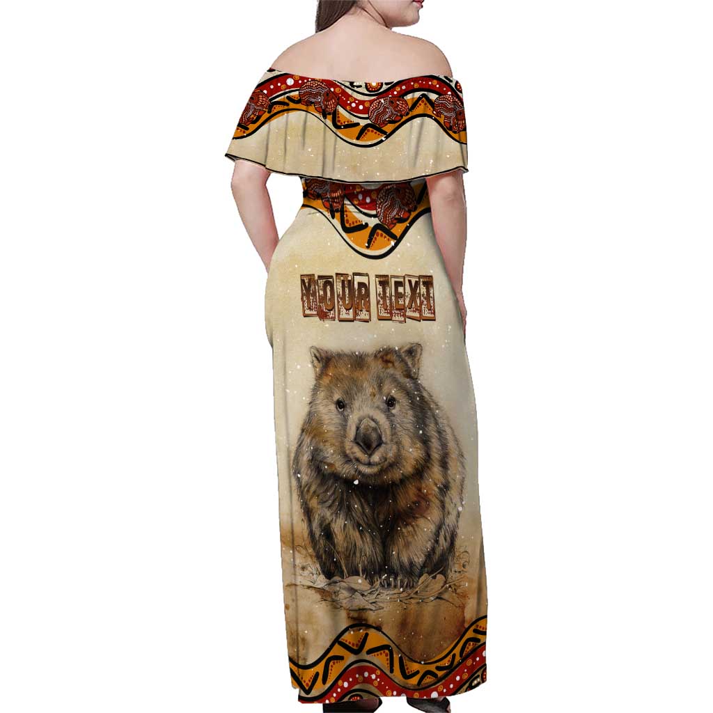 I Love Wombat Family Matching Off Shoulder Maxi Dress and Hawaiian Shirt Australian Aboriginal Art