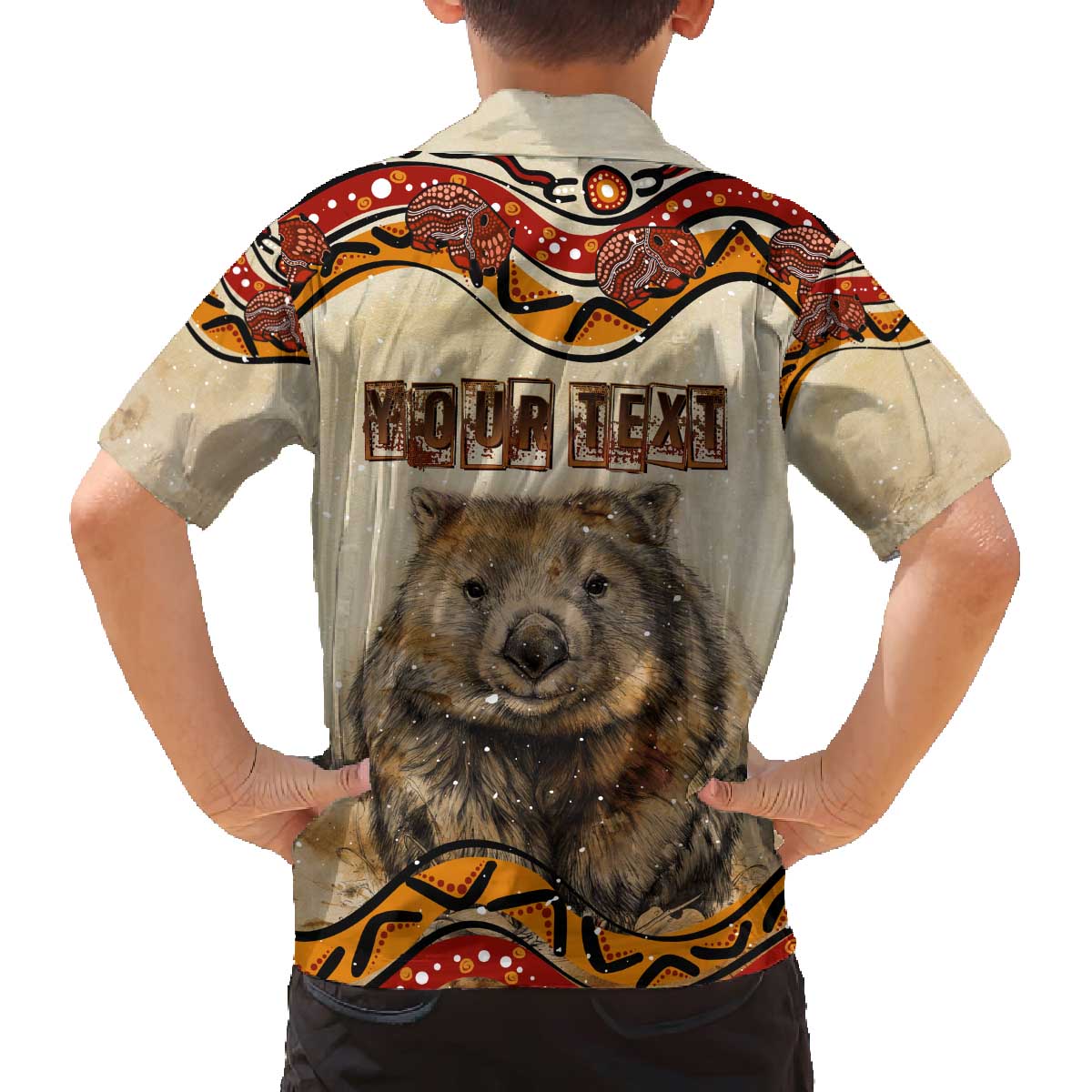 I Love Wombat Family Matching Off Shoulder Short Dress and Hawaiian Shirt Australian Aboriginal Art