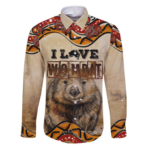 I Love Wombat Family Matching Off Shoulder Short Dress and Hawaiian Shirt Australian Aboriginal Art