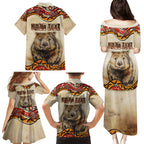 I Love Wombat Family Matching Puletasi and Hawaiian Shirt Australian Aboriginal Art