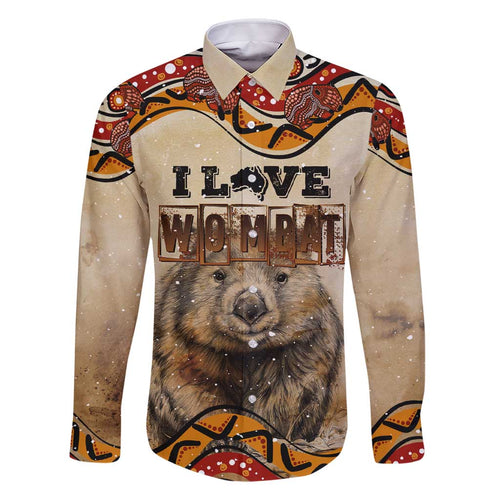 I Love Wombat Family Matching Short Sleeve Bodycon Dress and Hawaiian Shirt Australian Aboriginal Art