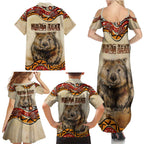 I Love Wombat Family Matching Summer Maxi Dress and Hawaiian Shirt Australian Aboriginal Art