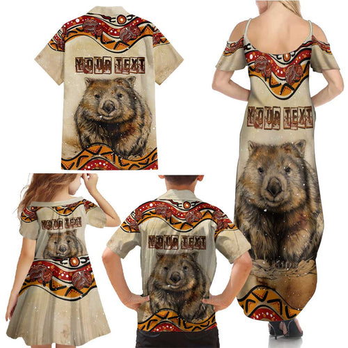 I Love Wombat Family Matching Summer Maxi Dress and Hawaiian Shirt Australian Aboriginal Art