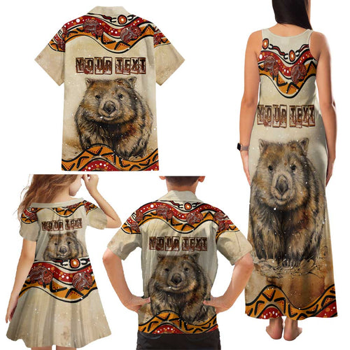 I Love Wombat Family Matching Tank Maxi Dress and Hawaiian Shirt Australian Aboriginal Art