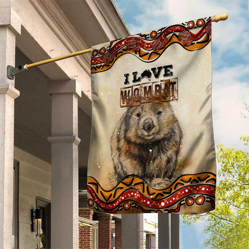 I Love Wombat Garden Flag Australian Aboriginal Art