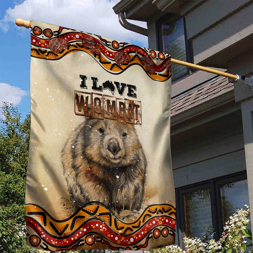 I Love Wombat Garden Flag Australian Aboriginal Art