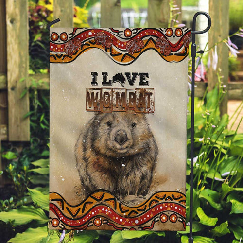 I Love Wombat Garden Flag Australian Aboriginal Art