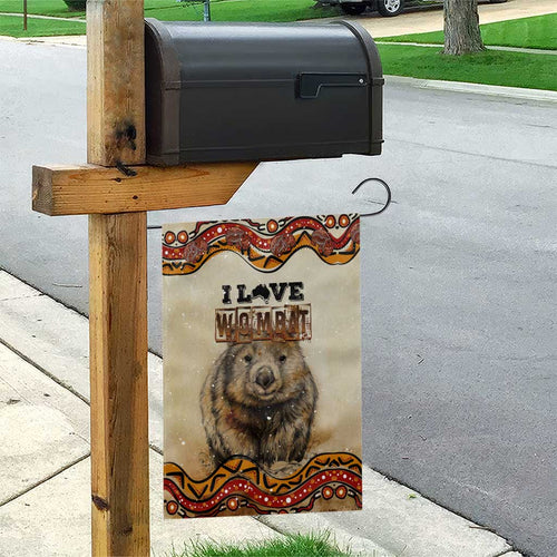 I Love Wombat Garden Flag Australian Aboriginal Art