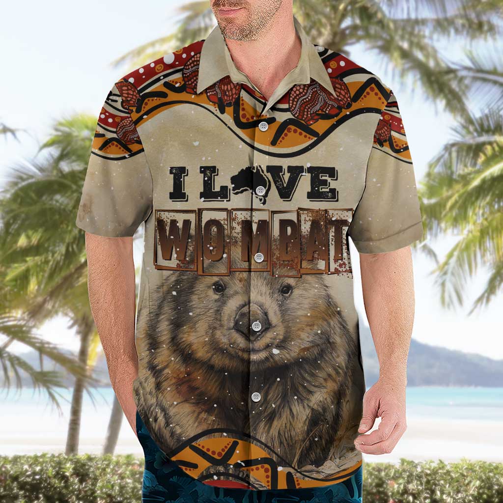 I Love Wombat Hawaiian Shirt Australian Aboriginal Art