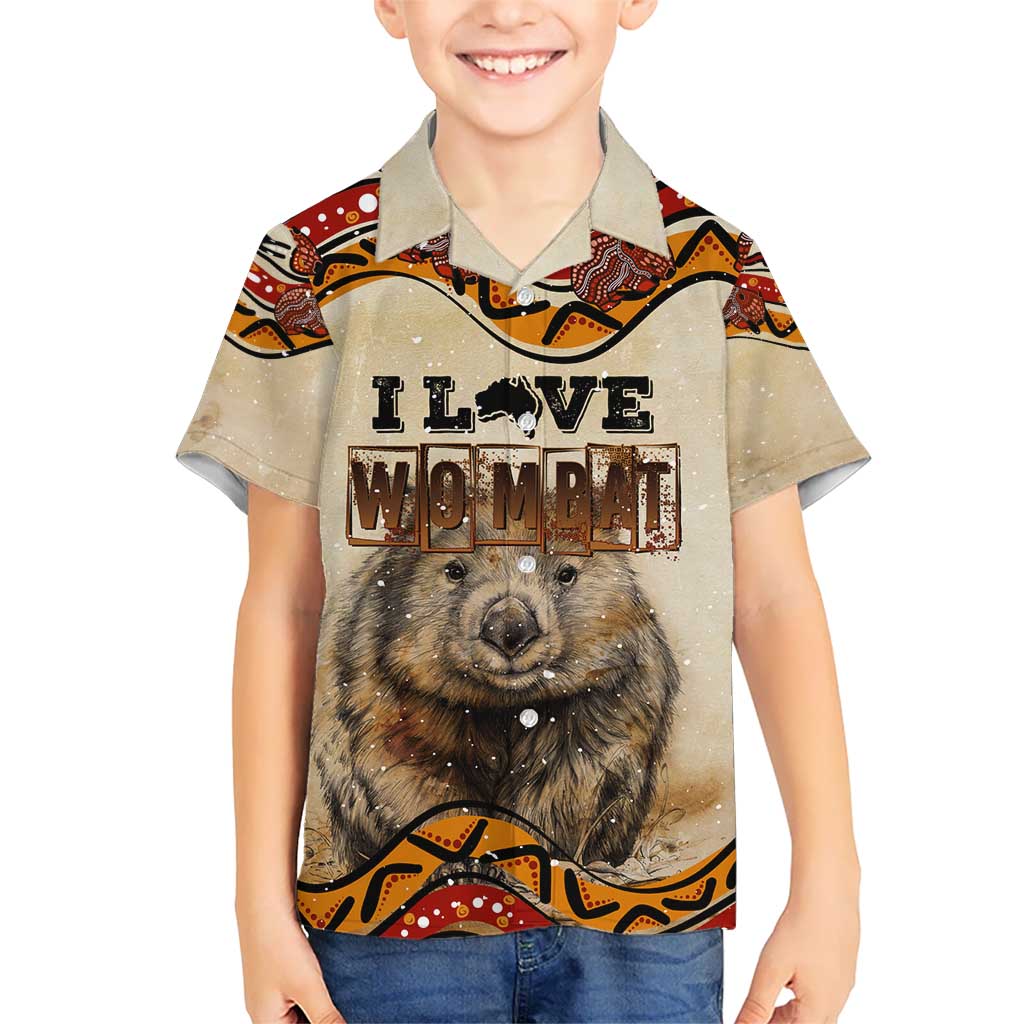 I Love Wombat Hawaiian Shirt Australian Aboriginal Art
