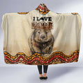 I Love Wombat Hooded Blanket Australian Aboriginal Art