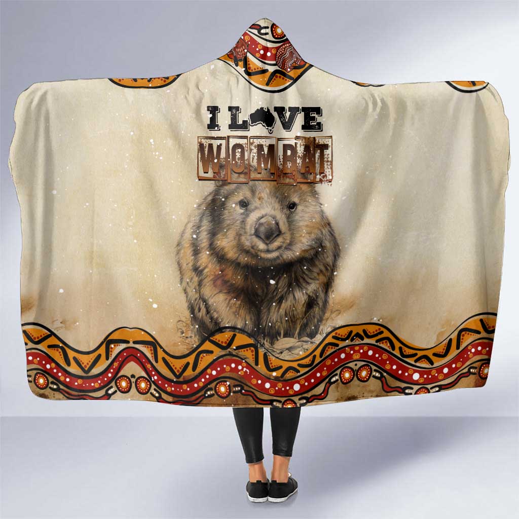 I Love Wombat Hooded Blanket Australian Aboriginal Art