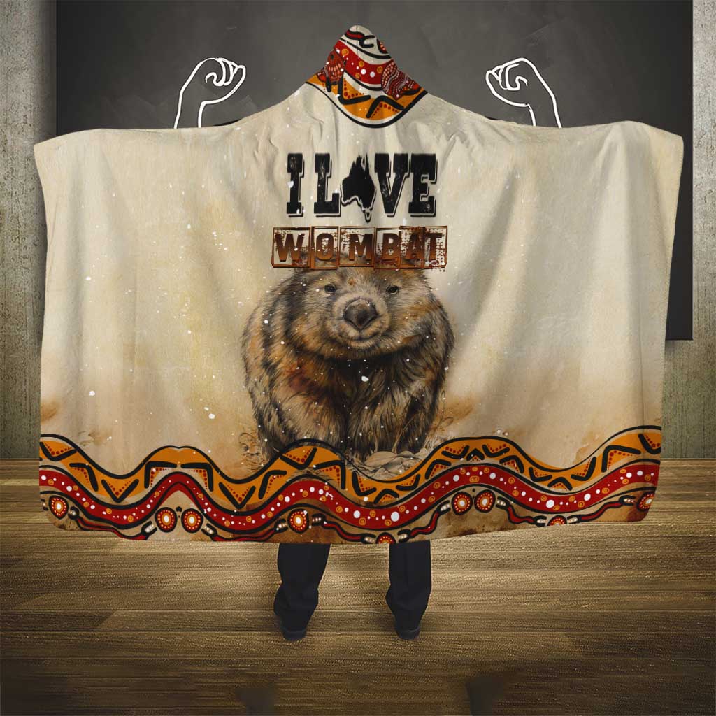 I Love Wombat Hooded Blanket Australian Aboriginal Art