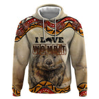 I Love Wombat Hoodie Australian Aboriginal Art