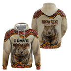 I Love Wombat Hoodie Australian Aboriginal Art