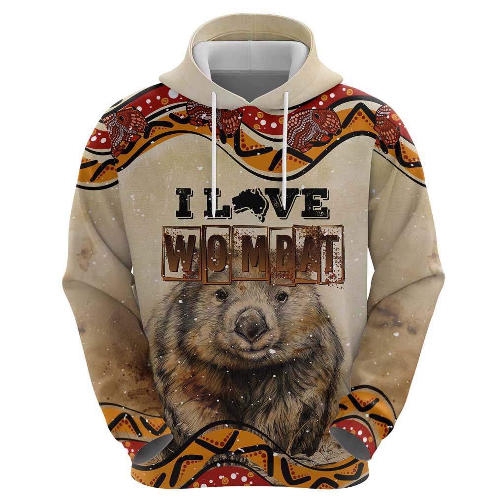 I Love Wombat Hoodie Australian Aboriginal Art