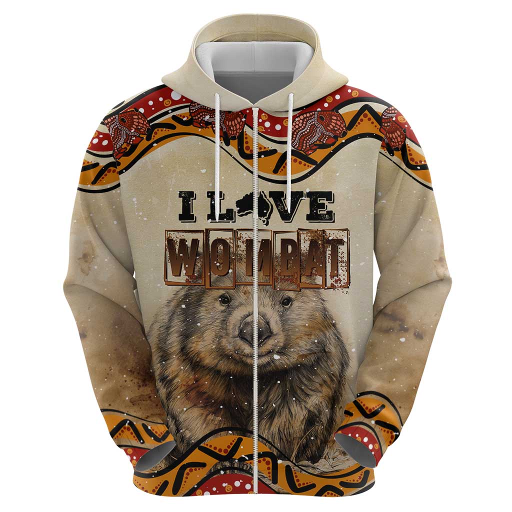 I Love Wombat Hoodie Australian Aboriginal Art