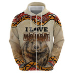I Love Wombat Hoodie Australian Aboriginal Art