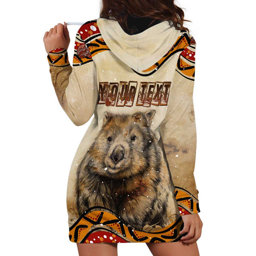I Love Wombat Hoodie Dress Australian Aboriginal Art