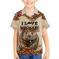 I Love Wombat Kid Hawaiian Shirt Australian Aboriginal Art