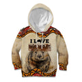 I Love Wombat Kid Hoodie Australian Aboriginal Art