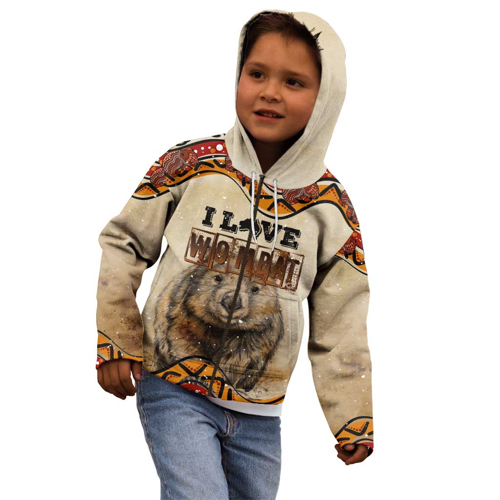 I Love Wombat Kid Hoodie Australian Aboriginal Art