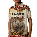 I Love Wombat Kid Polo Shirt Australian Aboriginal Art