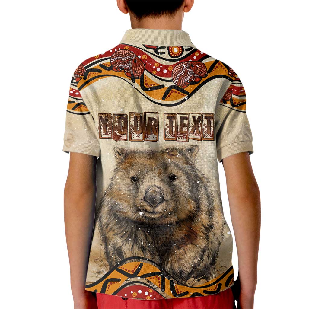 I Love Wombat Kid Polo Shirt Australian Aboriginal Art