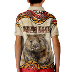I Love Wombat Kid Polo Shirt Australian Aboriginal Art