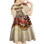 I Love Wombat Kid Short Sleeve Dress Australian Aboriginal Art