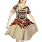 I Love Wombat Kid Short Sleeve Dress Australian Aboriginal Art
