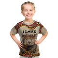 I Love Wombat Kid T Shirt Australian Aboriginal Art