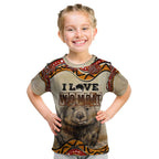 I Love Wombat Kid T Shirt Australian Aboriginal Art
